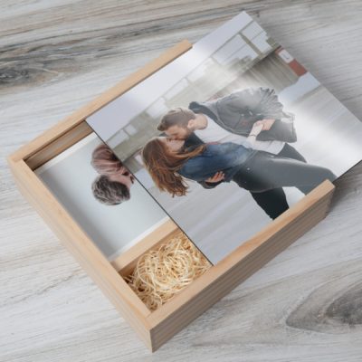 Rustic Wood Slide Photo + Flash Box