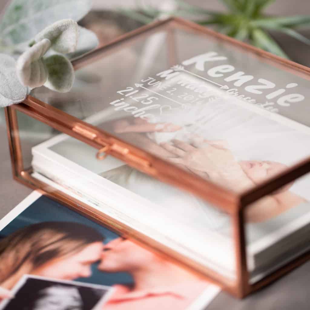 Glass Photo Box Rose Gold