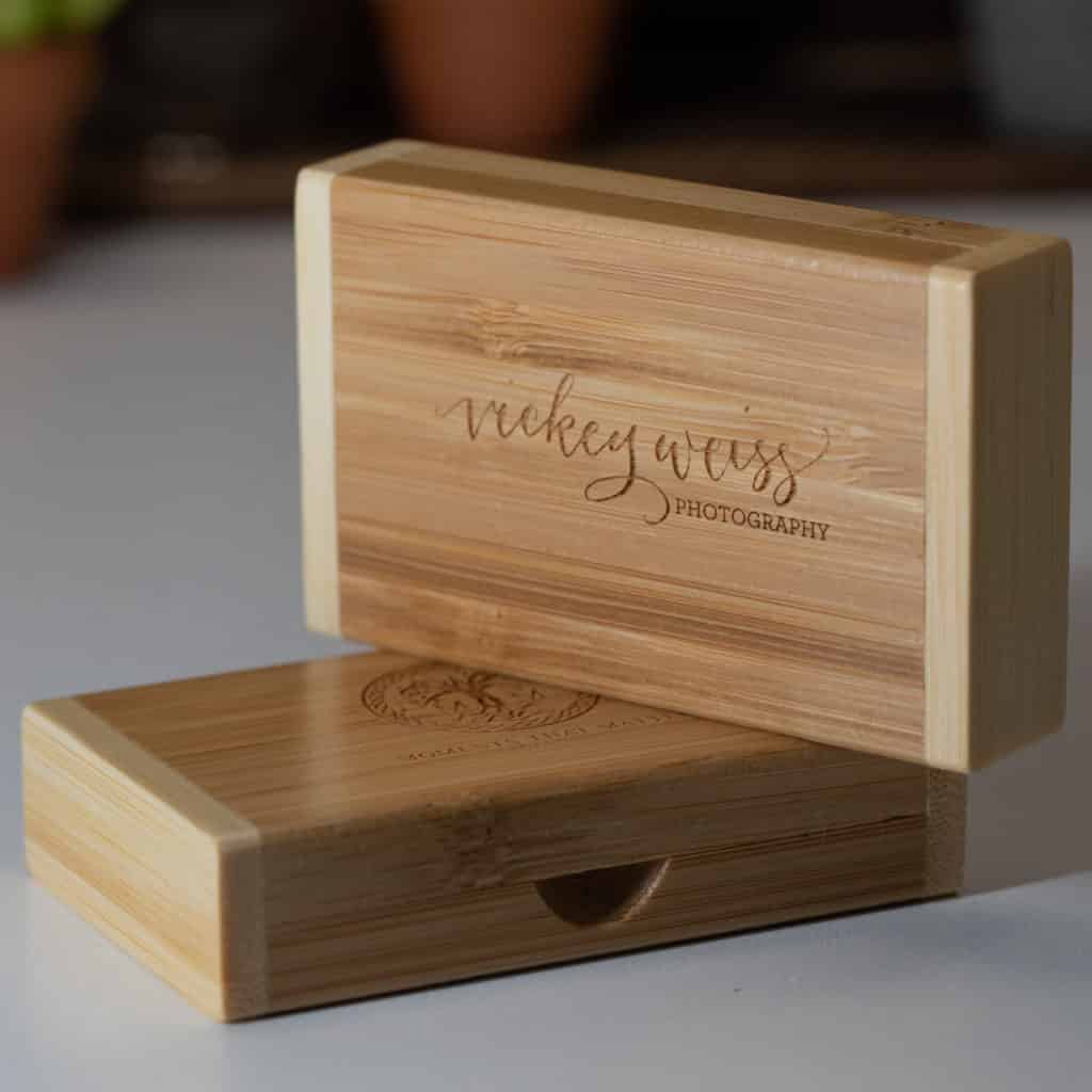 Bamboo Hinged USB Flash Drive Box