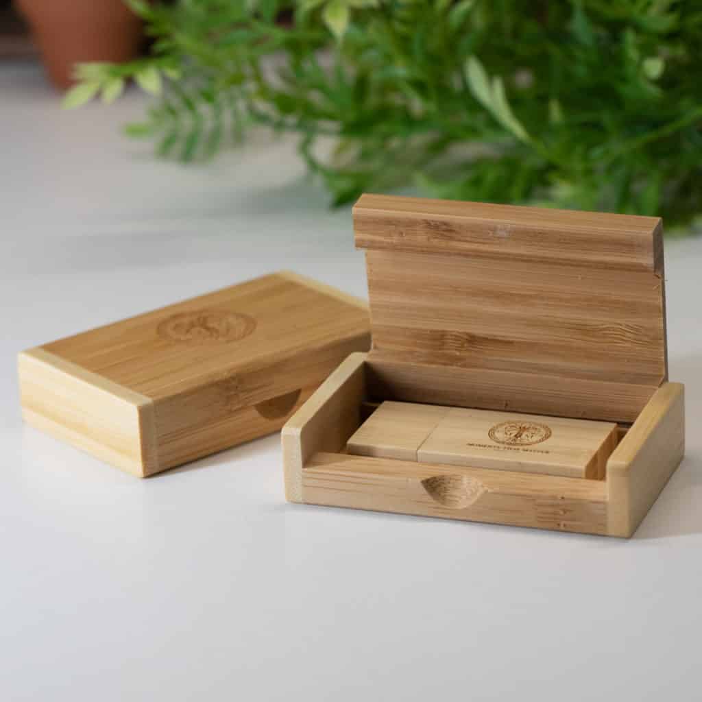 Bamboo Hinged USB Flash Drive Box