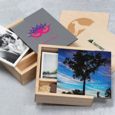 Rustic Wood Slide Photo + Flash Box
