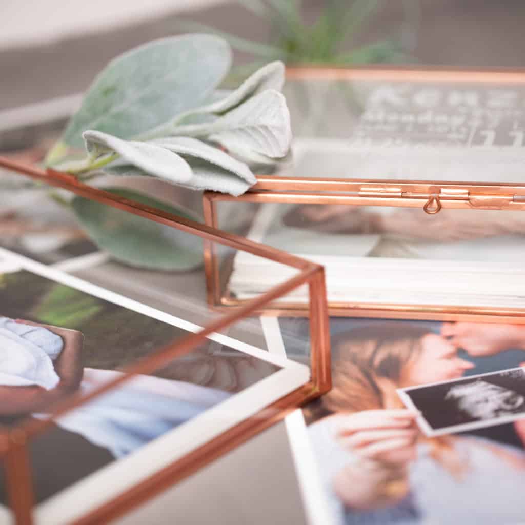 Rose Gold Glass Photo Box