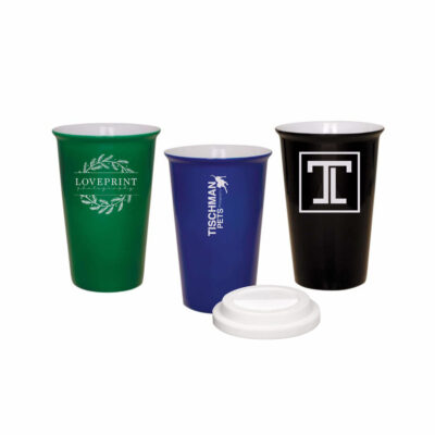 Ceramic 14oz Latte Cup with silicone lid [OUTLET]