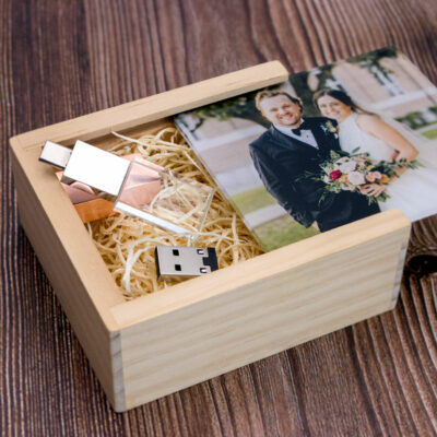 Crystal Drive + Rustic Wood Slide Flash Box Bundle (Type-C, includes adapter)