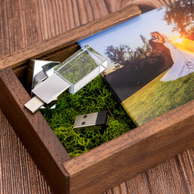 Crystal Drive + Walnut Slide Box Bundle (Type-C, includes adapter)