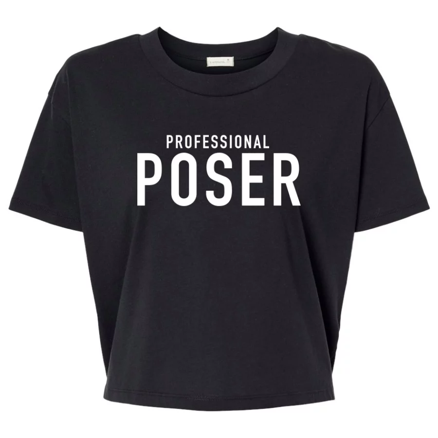 Professional Poser Women's Crop T-Shirt (Black With White Lettering)