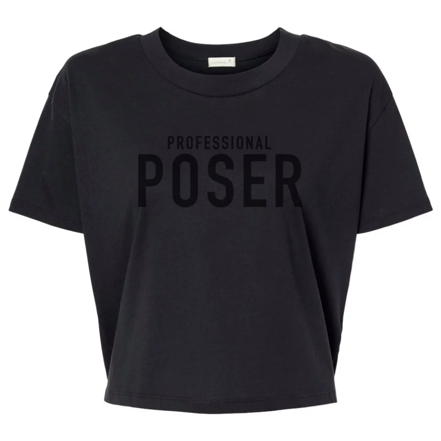 Professional Poser Women's Crop T-Shirt (Black With Black Lettering)