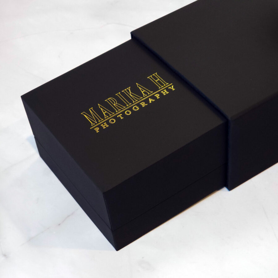 Gold Foil Classic Slide Flash Drive Box - Black/Black