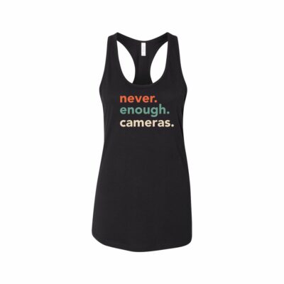 SYNC Never. Enough. Cameras. Women's Racerback Tank (Black)