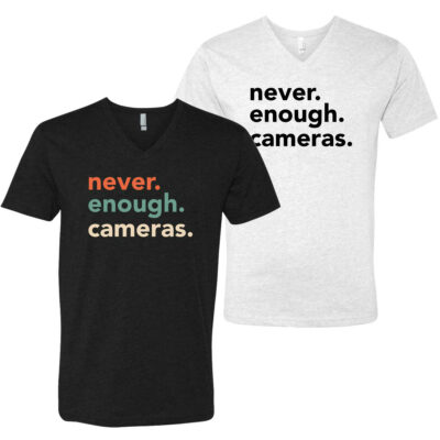 SYNC Never. Enough. Cameras. V-Neck T-Shirt