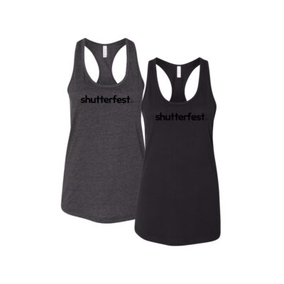 Shutterfest 25 Women's Midnight Racerback Tank