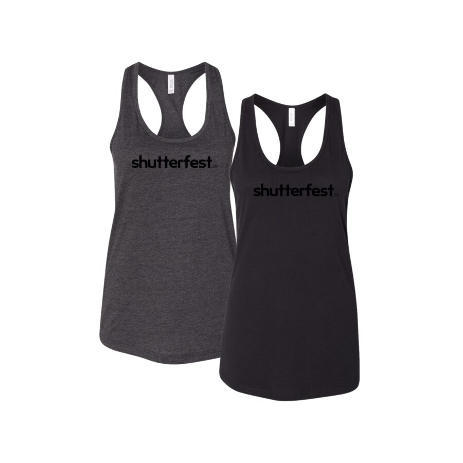 Shutterfest 25 Women's Midnight Racerback Tank