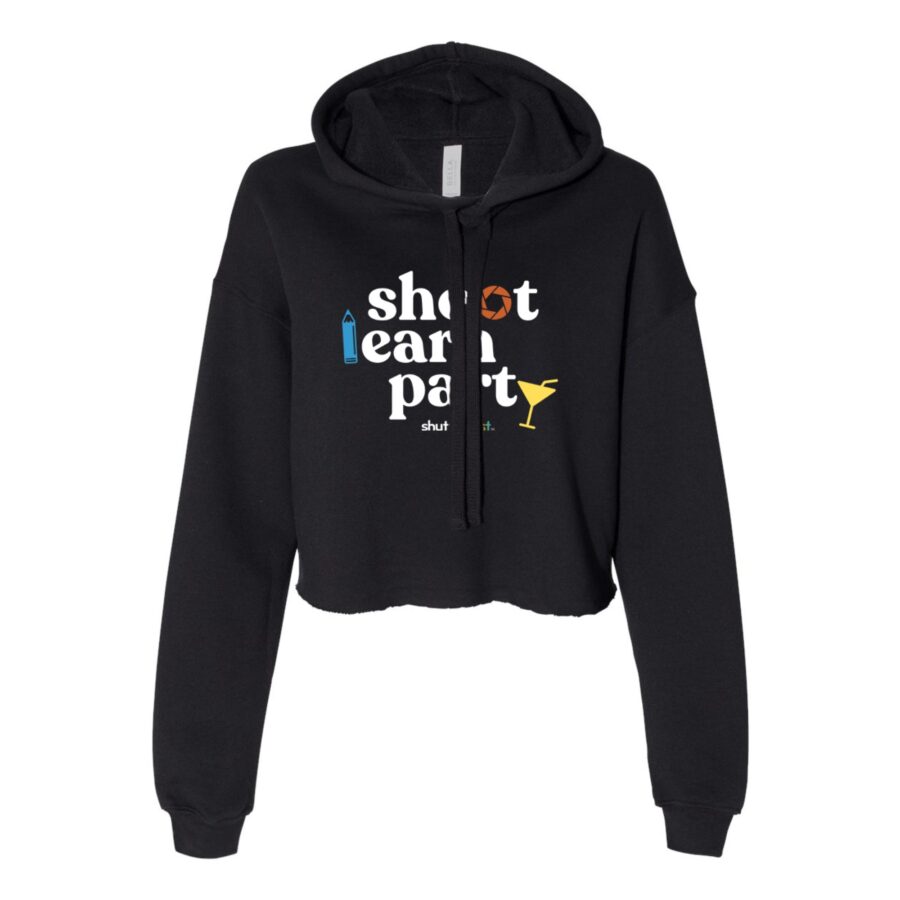 Shoot Learn Party Crop Hoodie