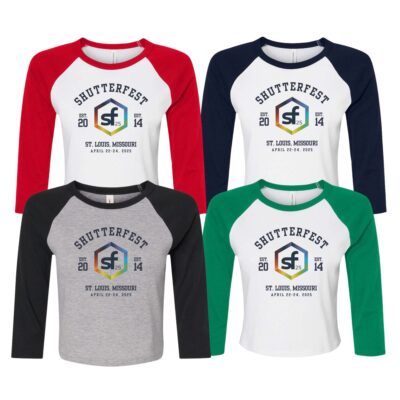 Shutterfest Women's 3/4 Raglan Sleeve Cropped T-Shirt