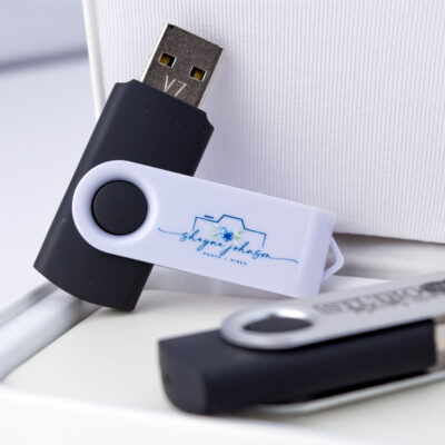 Black Body Swivel Flash Drive (Full Color - Type-A)