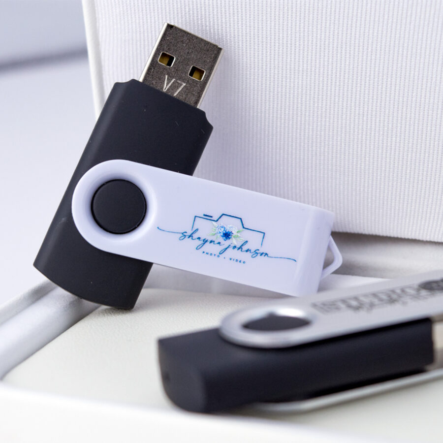 Black Body Swivel Flash Drive (Full Color - Type-A)
