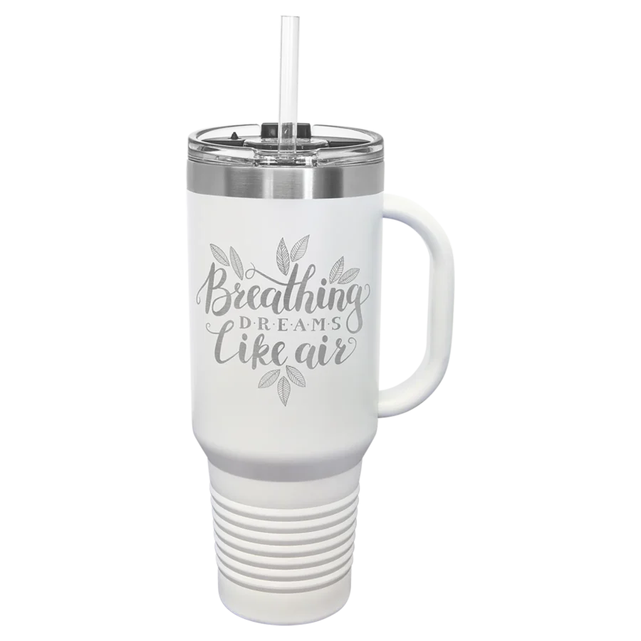 40 oz. Polar Camel Travel Mug With Straw - White